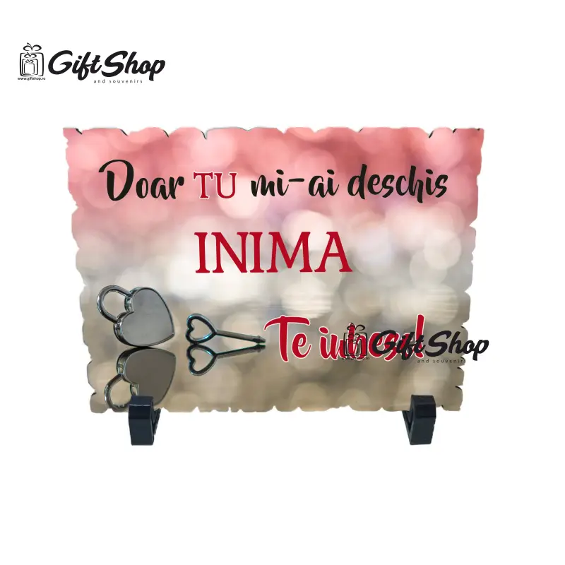 Doar tu mi-ai deschis inima, placheta cu mesaj, model a